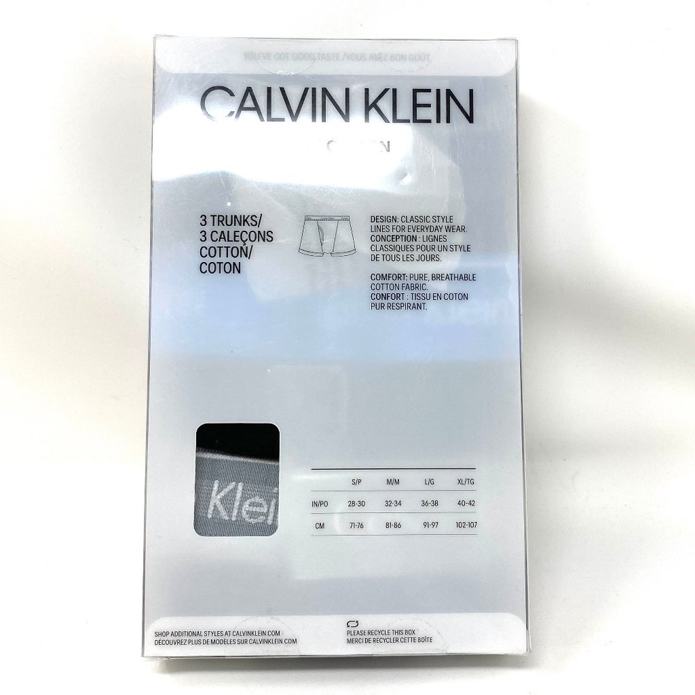 💖MEGA SALE💖 Calvin Klein Mens 3 Pack Cotton  Waistband Trunk Black NB4002931 - Picture 7 of 9